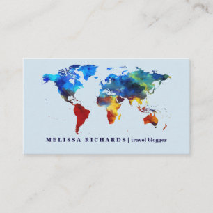 Buntes Weltkarte-Reise-Blog Visitenkarte