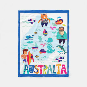 Buntes Whimsical Australien Reiseplakat Fleecedecke