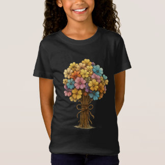 Buntes Wildblumenbouquet Whimsische Kunst T-Shirt