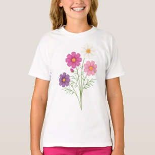 Buntes Wildblumensträußemädchen-T-Shirt Cute Fl T-Shirt
