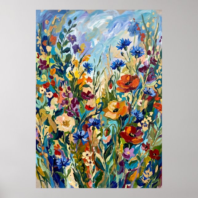 Buntes Wildblumenwiesen-Poster Poster (Vorne)