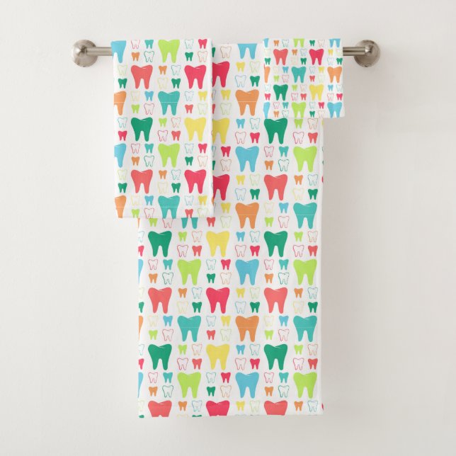 Buntes Zahn-Muster Badhandtuch Set (Insitu)