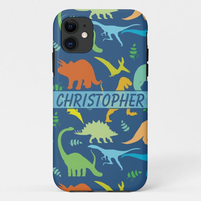 Buntes zu personifizieren Dinosaurier-Muster Case-Mate iPhone Hülle (Rückseite)