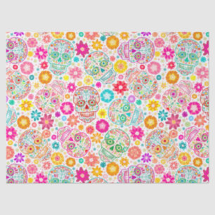 Buntes Zuckerschädel-Blumen-Fiesta-Seidenpapier Seidenpapier
