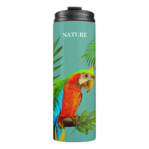 Buntfarbener Ara-Vogel & Palmwedel Thermosbecher