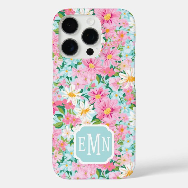 Buntgarten-Monogramm iPhone 16 Pro Hülle (Rückseite)
