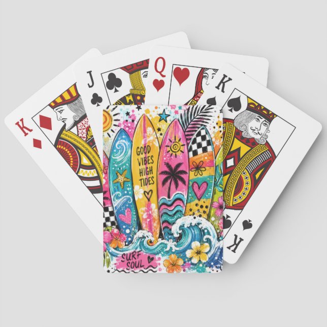 BUNTGEFÄRBTE SOMMER-SURFBRETTER SPIELKARTEN (Rückseite)