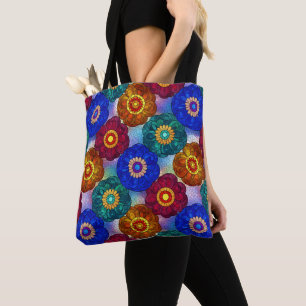Buntglas abstrakt Rot Grün Blau Orange Tasche
