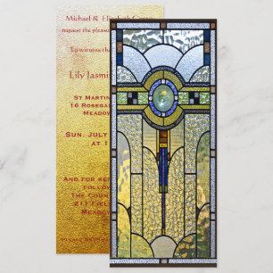 Buntglas Art Deco Taufe Hochzeits-Einladung Einladung