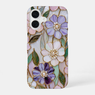 Buntglas-Blumen-iPhone-Hülle Perlenschmuck-Blume iPhone 16 Hülle