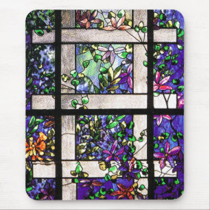 Buntglas-Blumen-Mauspad Mousepad