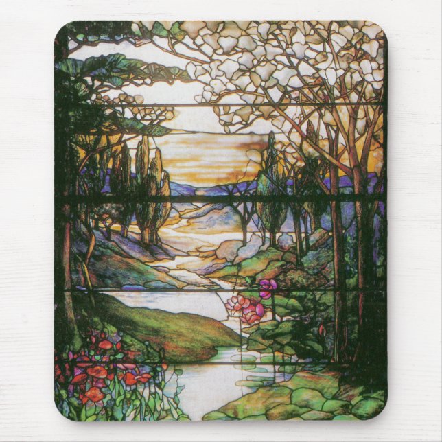 Buntglas-Blumen-Mauspad Mousepad (Vorne)