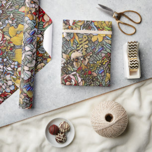 Buntglas Botanisch Floral Geschenkpapier