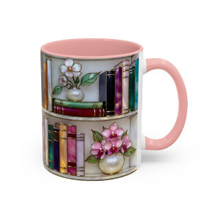 Buntglas Bücherregal Tasse   Geschenk für Bücherli