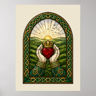 Buntglas-Claddagh Poster