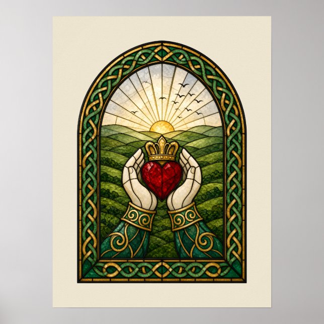 Buntglas-Claddagh Poster (Vorne)