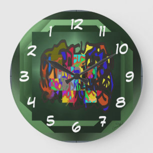 Buntglas - drehen Sie zurück die Zeit abstoppen Große Wanduhr