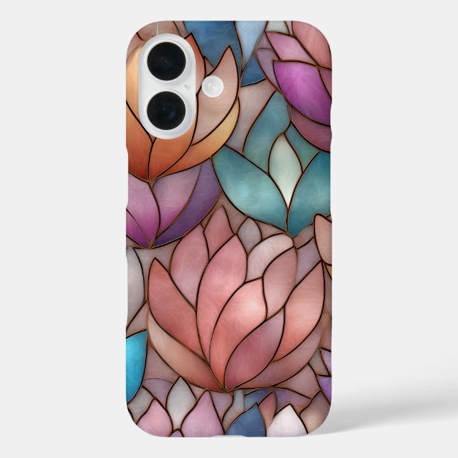 Buntglas-Effekt-Handyhülle Florales Mosaik  iPhone 16 Hülle (Rückseite)