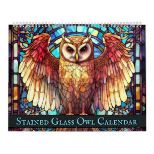 Buntglas-Eule Kalender
