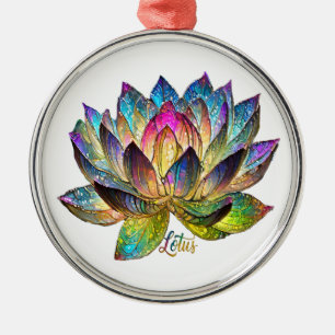 Buntglas Farbige Lotusblume auf Weiß Ornament Aus Metall