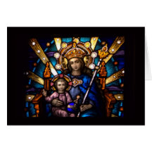 Buntglas-Fenster Madonna u. Kind