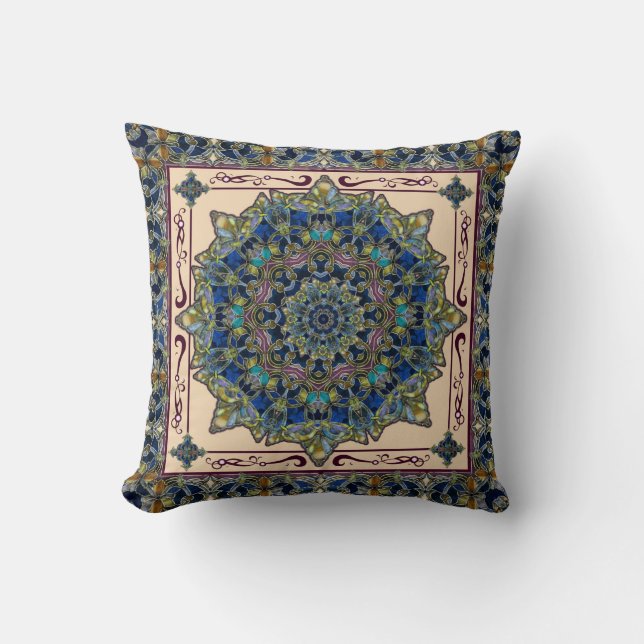 Buntglas-Fenster-Mandala-Dekor-Kissen Kissen (Vorderseite)