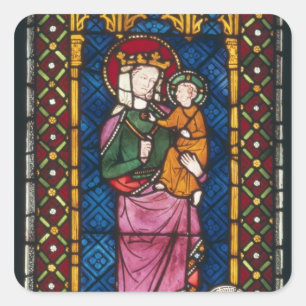 Buntglas-Fenster Quadratischer Aufkleber