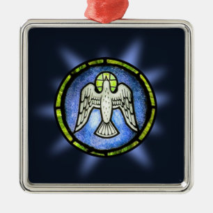 Buntglas-Friedenstauben-Verzierung Silbernes Ornament