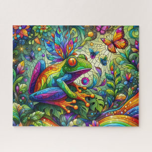 Buntglas-Frosch-Puzzle
