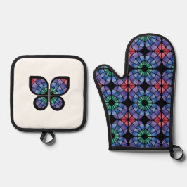 Buntglas (Fusion - Mitternacht) Ofenhandschuh & Topflappen-Set