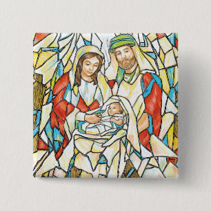 Buntglas-Geburt Christis-Malerei Button