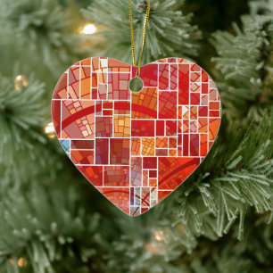 Buntglas-Herz Keramik Ornament