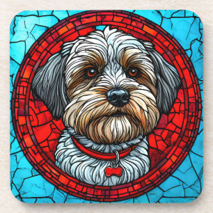 Buntglas-Hundekunst Elegantes Farbige Haustier Getränkeuntersetzer