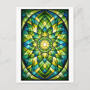 Buntglas-Illustration Postkarte