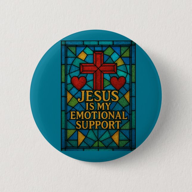 Buntglas Jesus Christliches Geschenk Button (Vorderseite)