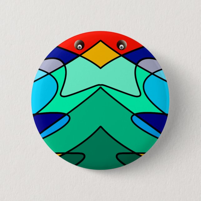 Buntglas-Kardinal abstraktes Design Button (Vorderseite)