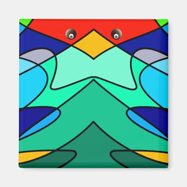 Buntglas-Kardinal abstraktes Design Magnet (Vorne)
