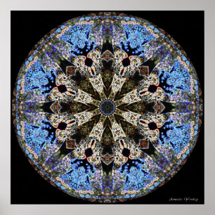 Buntglas-Kathedralen-Fenster-Mandala Poster
