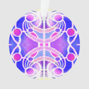 Buntglas-Kathedralenfenster in Lila und Rosa Ornament