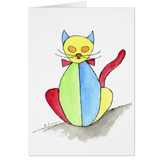 Buntglas-Katze Karte