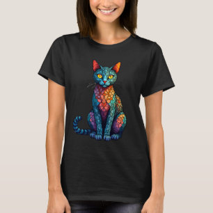 Buntglas Katze Mehrfarbig 784 T-Shirt