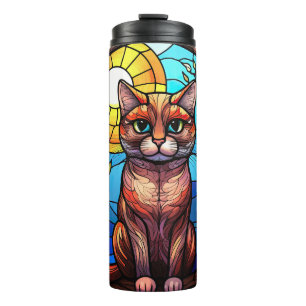 Buntglas-Katze Thermosbecher