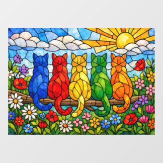 Buntglas-Katzen Fensterfolie für Zuhause Fensteraufkleber