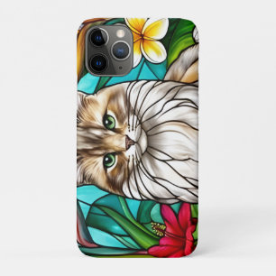 Buntglas-Katzenporträt Elegante Langhaarkatze Case-Mate iPhone Hülle