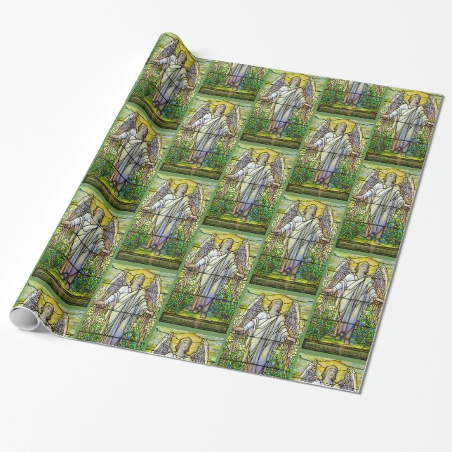 Buntglas-Kirchen-Fenster-Auferstehungs-Engel Geschenkpapier (Ungerollt)