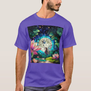Buntglas Kleine Fee mit Libelle T-Shirt