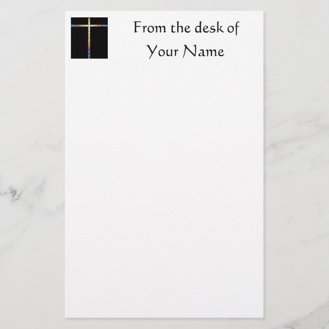 Buntglas-Kreuz - stationär Briefpapier (Vorderseite)