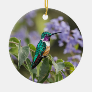 Buntglas Kunst, Kolibri Buntglas Keramik Ornament