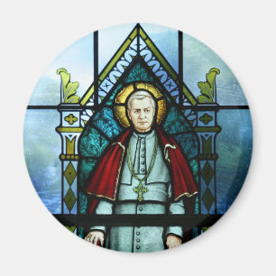 Buntglas-Kunst Papst-Saint Pius X Magnet