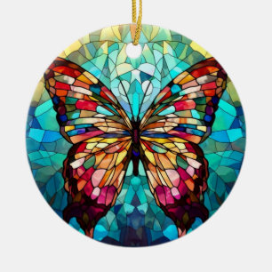 Buntglas Kunst, Regenbogen Schmetterling Buntglas Keramik Ornament